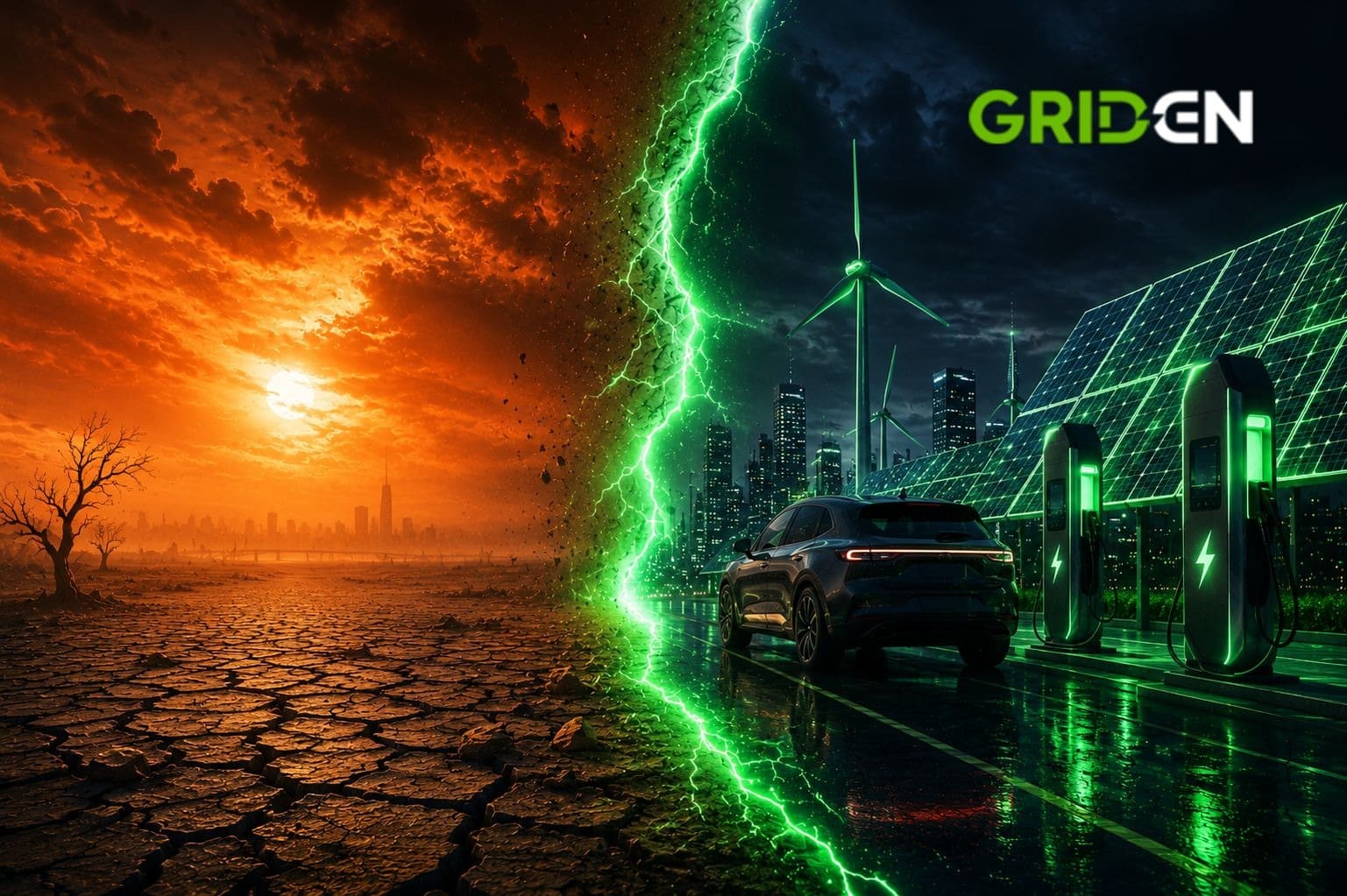 Climate crisis and clean energy transition with EV charging stations and solar power